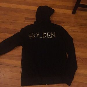 Holden Outerwear studded snowboard jacket black hoody sweatshirt ski top zip up